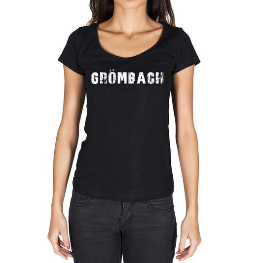 Grömbach German Cities Black Womens Short Sleeve Round Neck T-Shirt 00002 - Casual