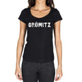 grömitz, German Cities Black, Women's Short Sleeve Round Neck T-shirt 00002