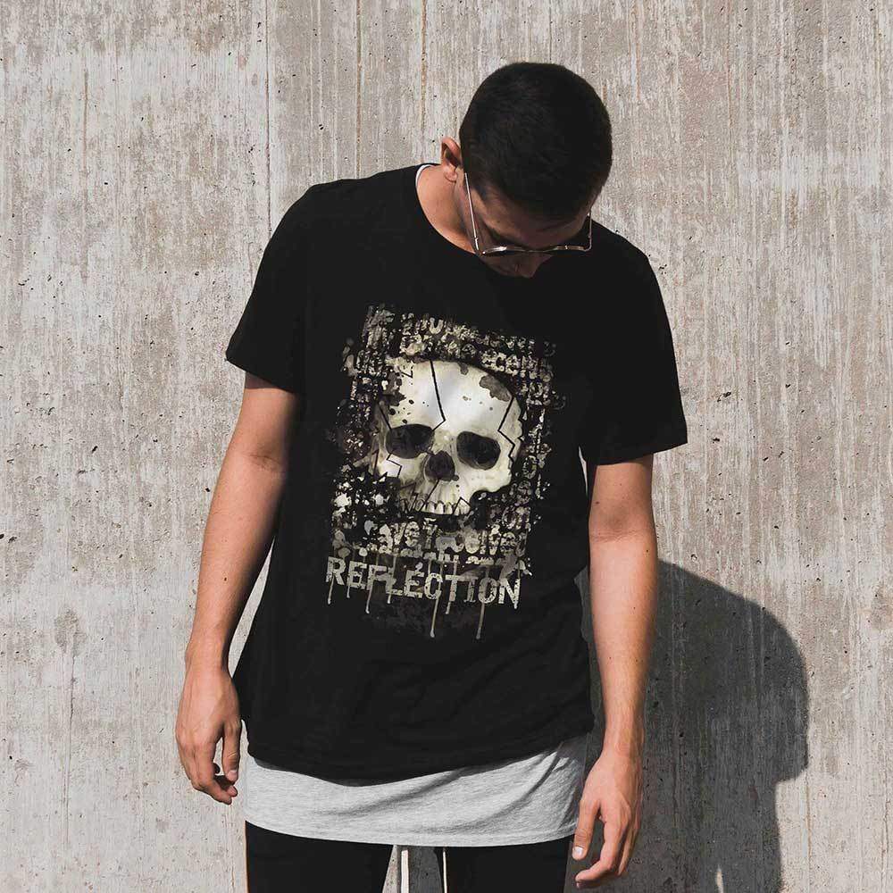 Grunge Skull Reflection Men&rsquo;s Vintage Tee Shirt Graphic T shirt - Ultrabasic