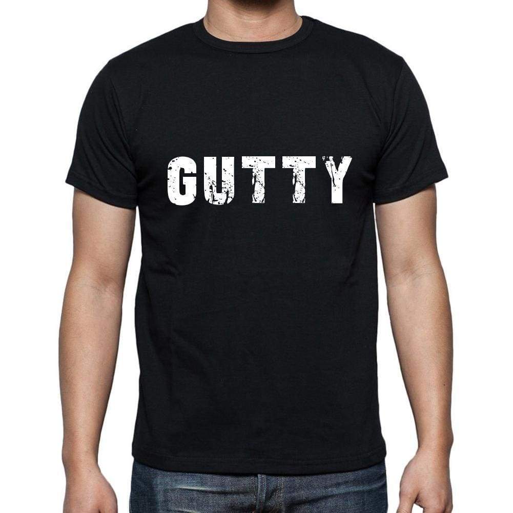 Gutty Mens Short Sleeve Round Neck T-Shirt 5 Letters Black Word 00006 - Casual