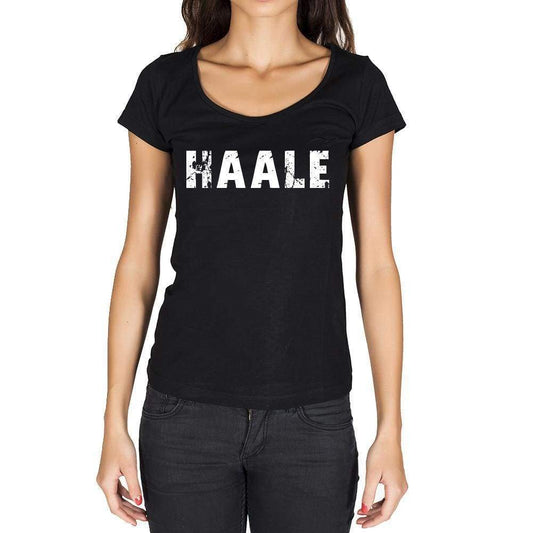 Haale German Cities Black Womens Short Sleeve Round Neck T-Shirt 00002 - Casual