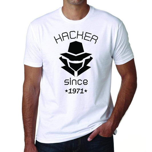 Hacker 1971 Mens Short Sleeve Round Neck T-Shirt 00087 - White / S - Casual