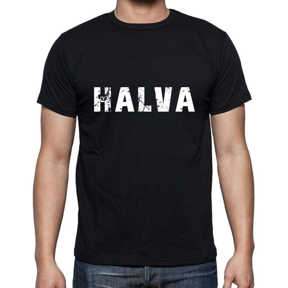Halva Mens Short Sleeve Round Neck T-Shirt 5 Letters Black Word 00006 - Casual