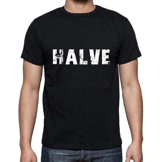 Halve Mens Short Sleeve Round Neck T-Shirt 5 Letters Black Word 00006 - Casual