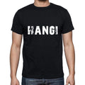 hangi Men's Short Sleeve Round Neck T-shirt , 5 letters Black , word 00006