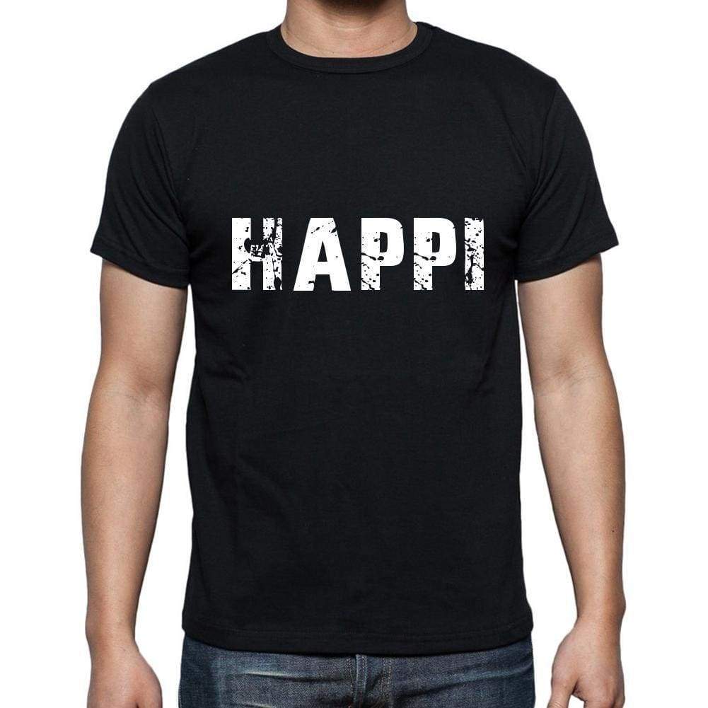 Happi Mens Short Sleeve Round Neck T-Shirt 5 Letters Black Word 00006 - Casual