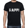 happi Men's Short Sleeve Round Neck T-shirt , 5 letters Black , word 00006