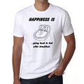 Happiness is, Weißes Herren-T-Shirt, 100 % Baumwolle 00200
