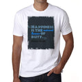 Happiness is the natural flower of duty, Men's White tee, 100% Cotton 00169
