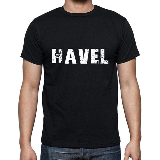 Havel Mens Short Sleeve Round Neck T-Shirt 5 Letters Black Word 00006 - Casual