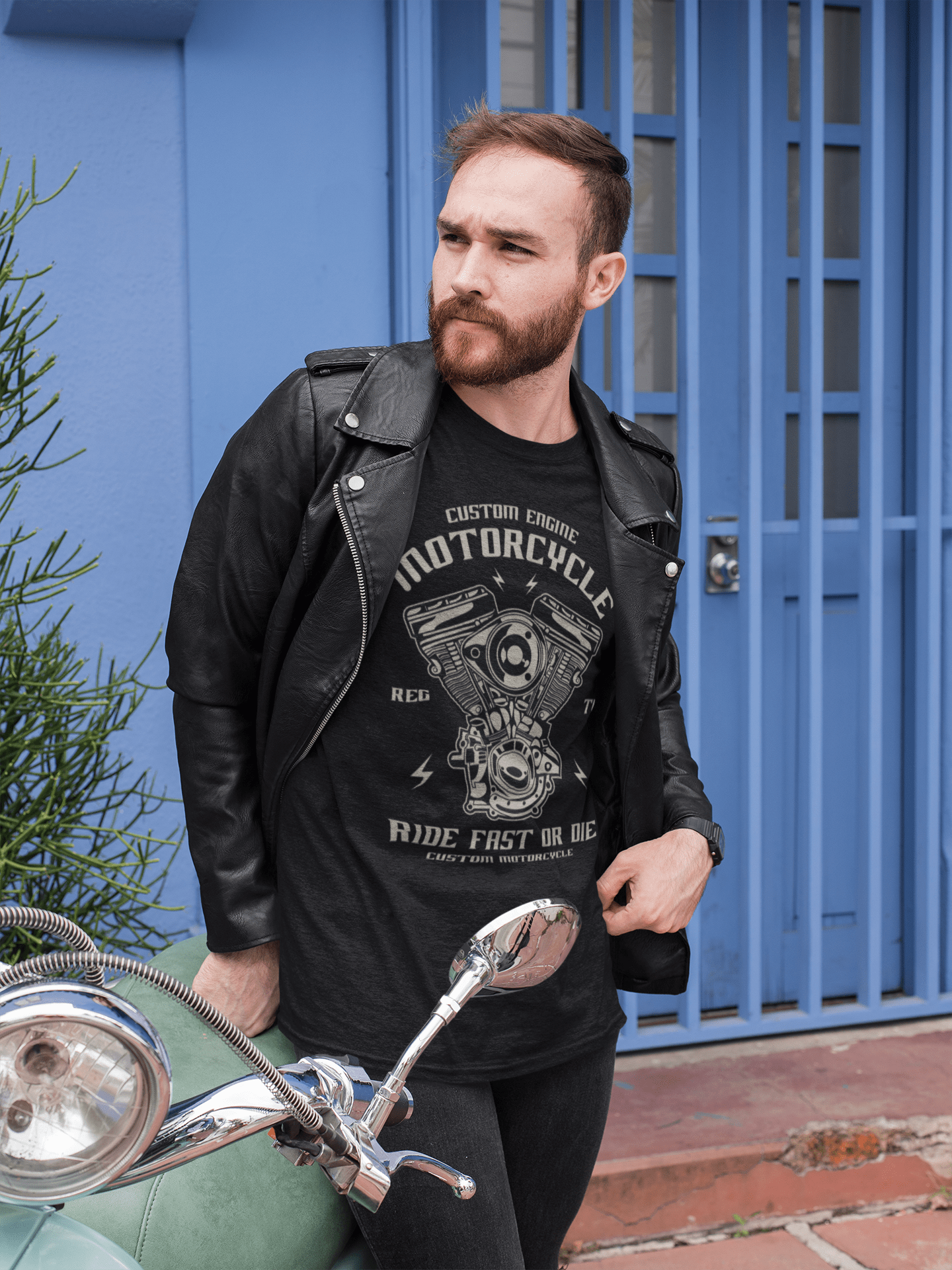 ULTRABASIC Herren T-Shirt Custom Engine Motorcycle – Ride Fast or Die T-Shirt