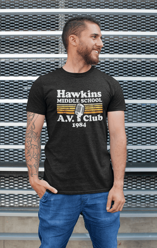 Ultrabasic - Graphic Men's Hawkins Middle School A.V. Club Printed Tee