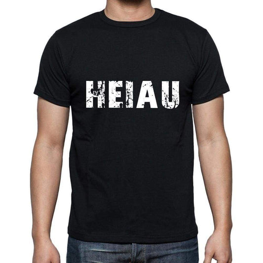 Heiau Mens Short Sleeve Round Neck T-Shirt 5 Letters Black Word 00006 - Casual