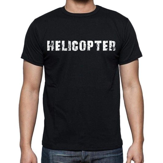 Helicopter White Letters Mens Short Sleeve Round Neck T-Shirt 00007
