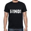 hindi Men's Short Sleeve Round Neck T-shirt , 5 letters Black , word 00006