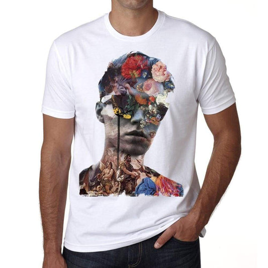 Hipster Romantic Boy Flower Sunglass H Tshirt Mens Tee White 100% Cotton 00196