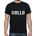 hullo Men's Short Sleeve Round Neck T-shirt , 5 letters Black , word 00006