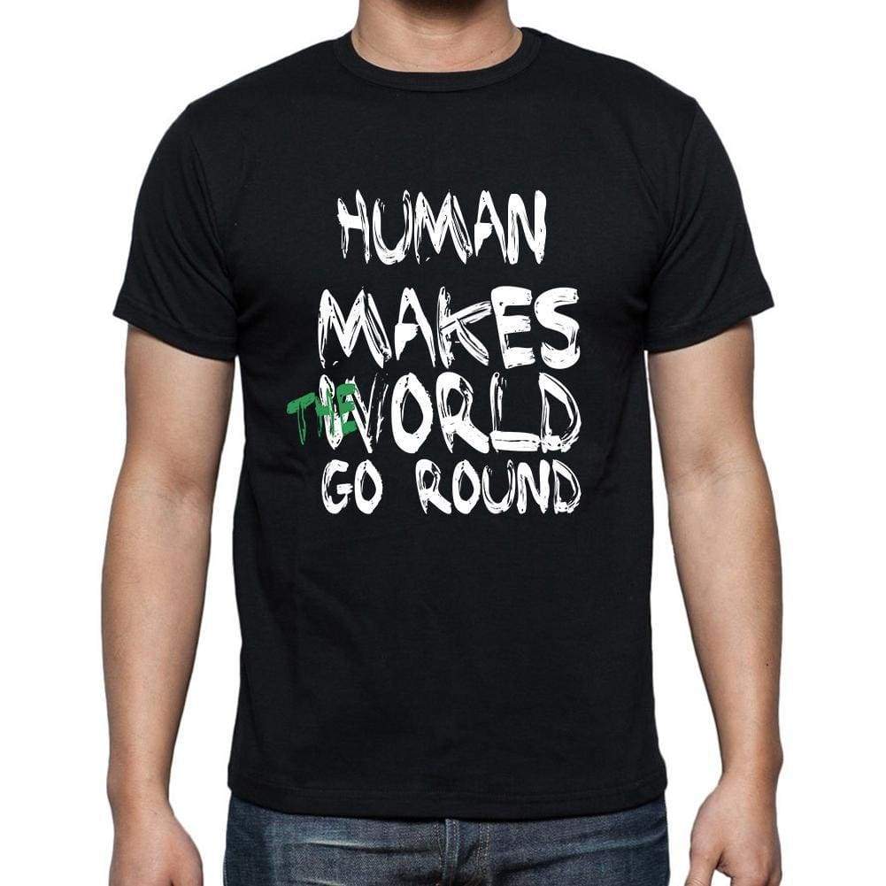 Human World Goes Round Mens Short Sleeve Round Neck T-Shirt 00082 - Black / S - Casual