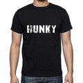 hunky Men's Short Sleeve Round Neck T-shirt , 5 letters Black , word 00006
