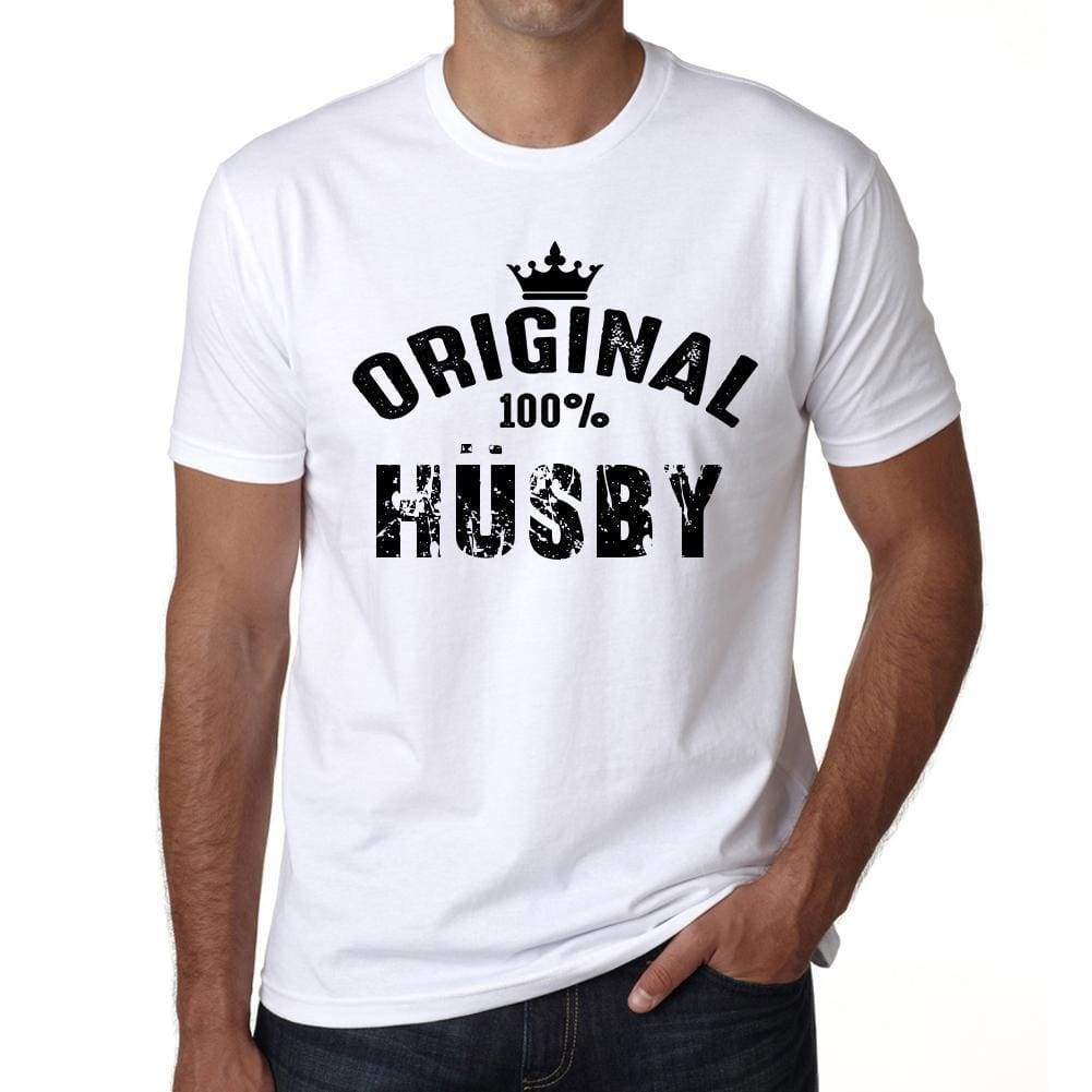 Hüsby 100% German City White Mens Short Sleeve Round Neck T-Shirt 00001 - Casual