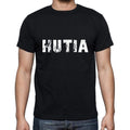 hutia Men's Short Sleeve Round Neck T-shirt , 5 letters Black , word 00006