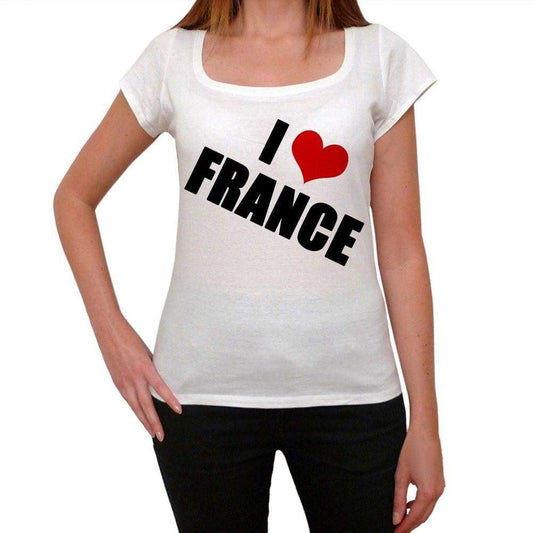I Love France Womens Short Sleeve Scoop Neck Tee 00171