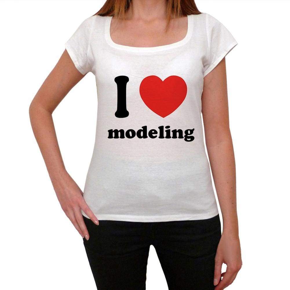 I Love Modeling Womens Short Sleeve Round Neck T-Shirt 00037 - Casual