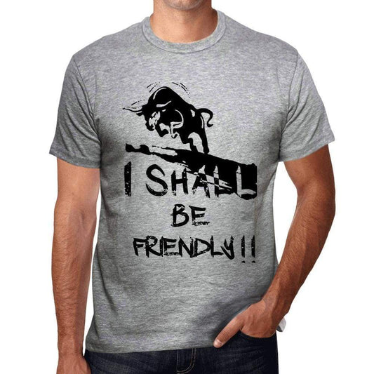 I Shall Be Friendly Grey Mens Short Sleeve Round Neck T-Shirt Gift T-Shirt 00370 - Grey / S - Casual