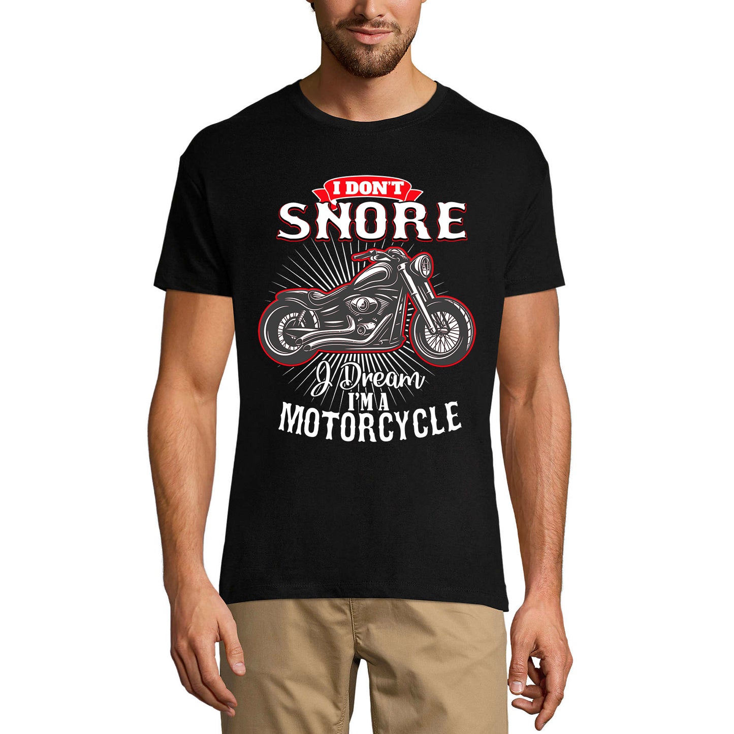 ULTRABASIC Men's Graphic T-Shirt I Don't Snore I Dream I'm Motorcycle - Funny Biker Tee Shirt