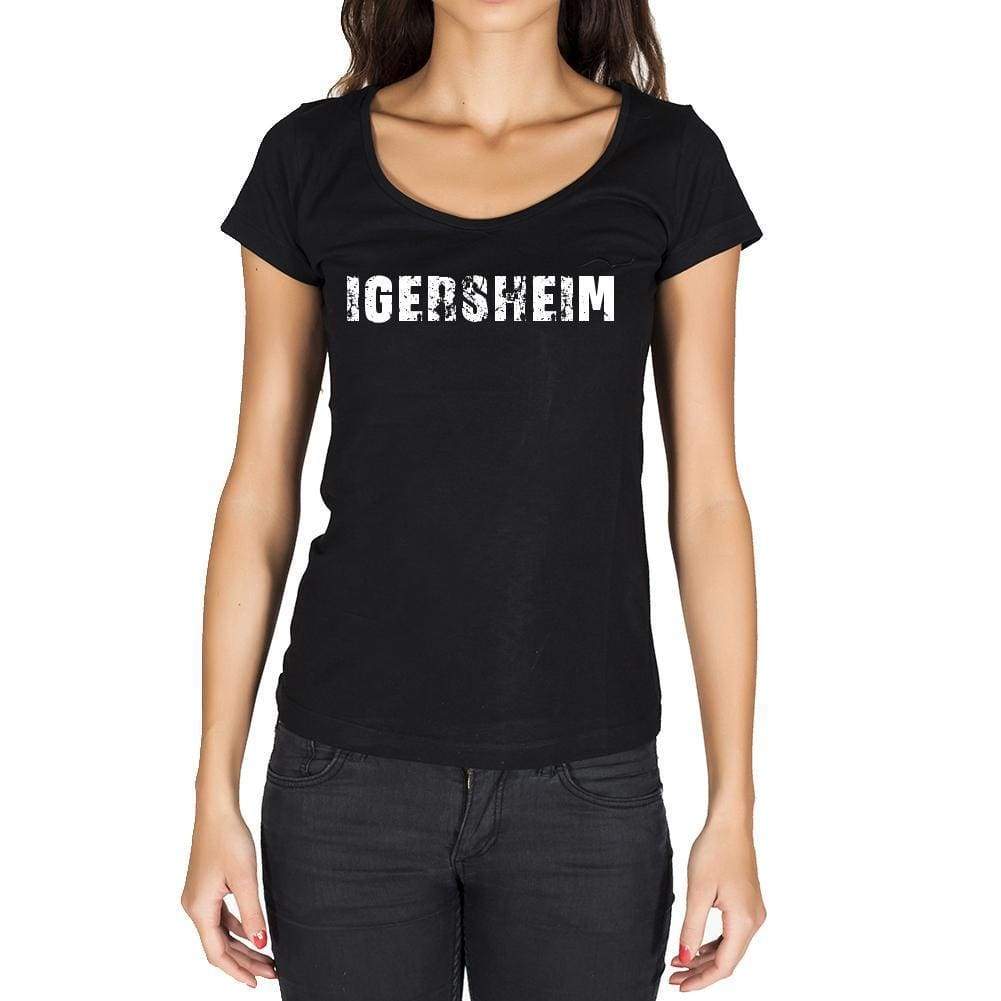 Igersheim German Cities Black Womens Short Sleeve Round Neck T-Shirt 00002 - Casual