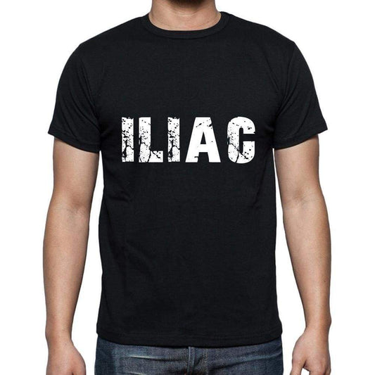 Iliac Mens Short Sleeve Round Neck T-Shirt 5 Letters Black Word 00006 - Casual