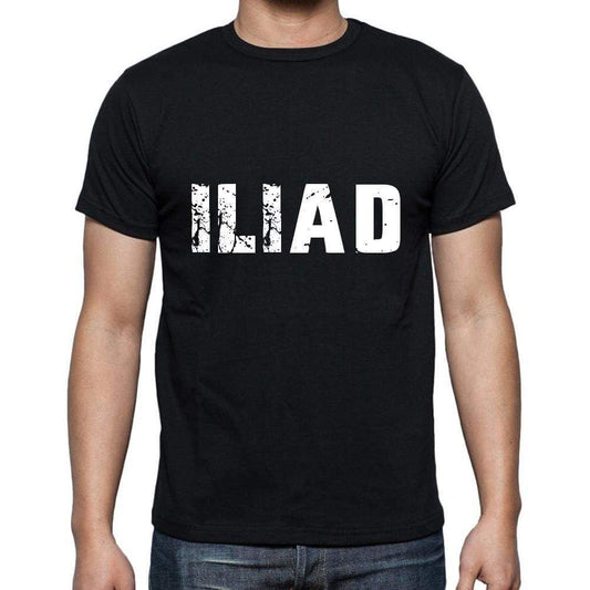 Iliad Mens Short Sleeve Round Neck T-Shirt 5 Letters Black Word 00006 - Casual