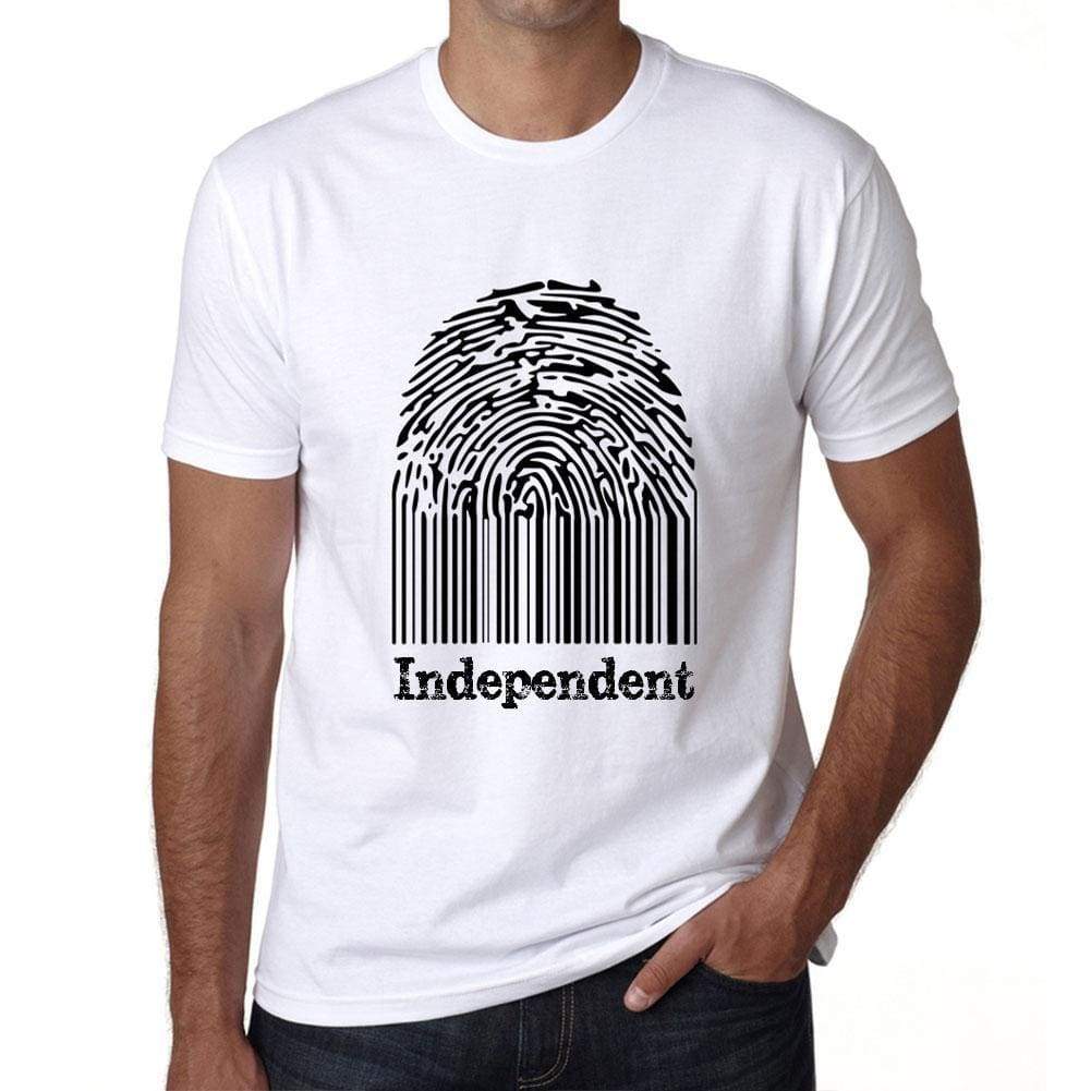 Independent Fingerprint White Mens Short Sleeve Round Neck T-Shirt Gift T-Shirt 00306 - White / S - Casual
