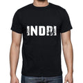 indri Men's Short Sleeve Round Neck T-shirt , 5 letters Black , word 00006