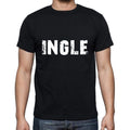 ingle Men's Short Sleeve Round Neck T-shirt , 5 letters Black , word 00006