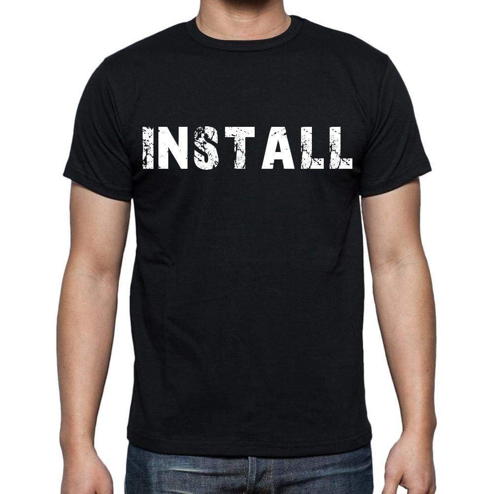 Install Mens Short Sleeve Round Neck T-Shirt Black T-Shirt En