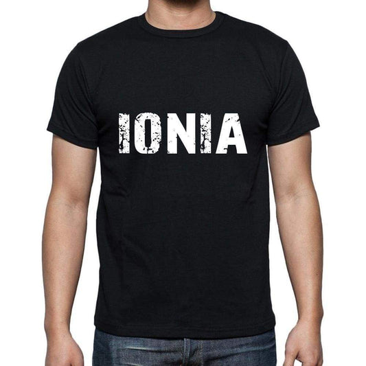 Ionia Mens Short Sleeve Round Neck T-Shirt 5 Letters Black Word 00006 - Casual