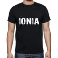 ionia Men's Short Sleeve Round Neck T-shirt , 5 letters Black , word 00006