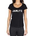 jamlitz, German Cities Black, Women's Short Sleeve Round Neck T-shirt 00002
