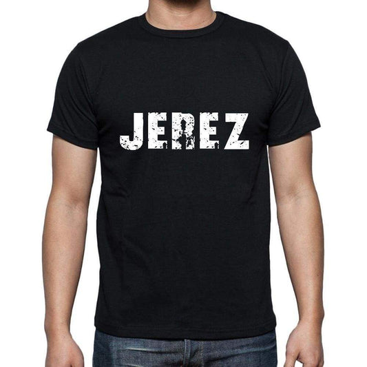 Jerez Mens Short Sleeve Round Neck T-Shirt 5 Letters Black Word 00006 - Casual