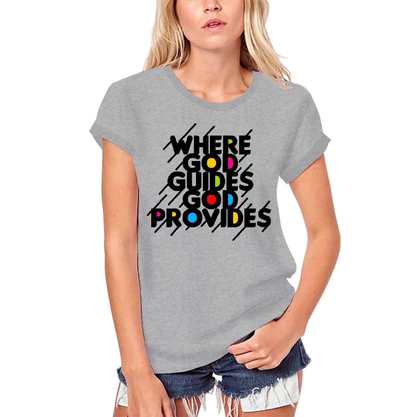 ULTRABASIC Damen-Bio-T-Shirt „God Guides God Provides“ – Bibel-religiöses T-Shirt
