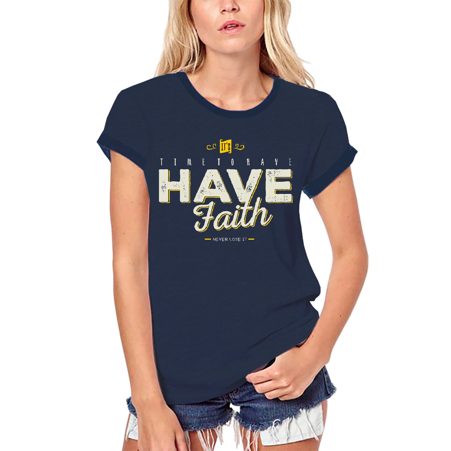 ULTRABASIC Damen-Bio-T-Shirt Time to Have Faith – Bibel-religiöses T-Shirt