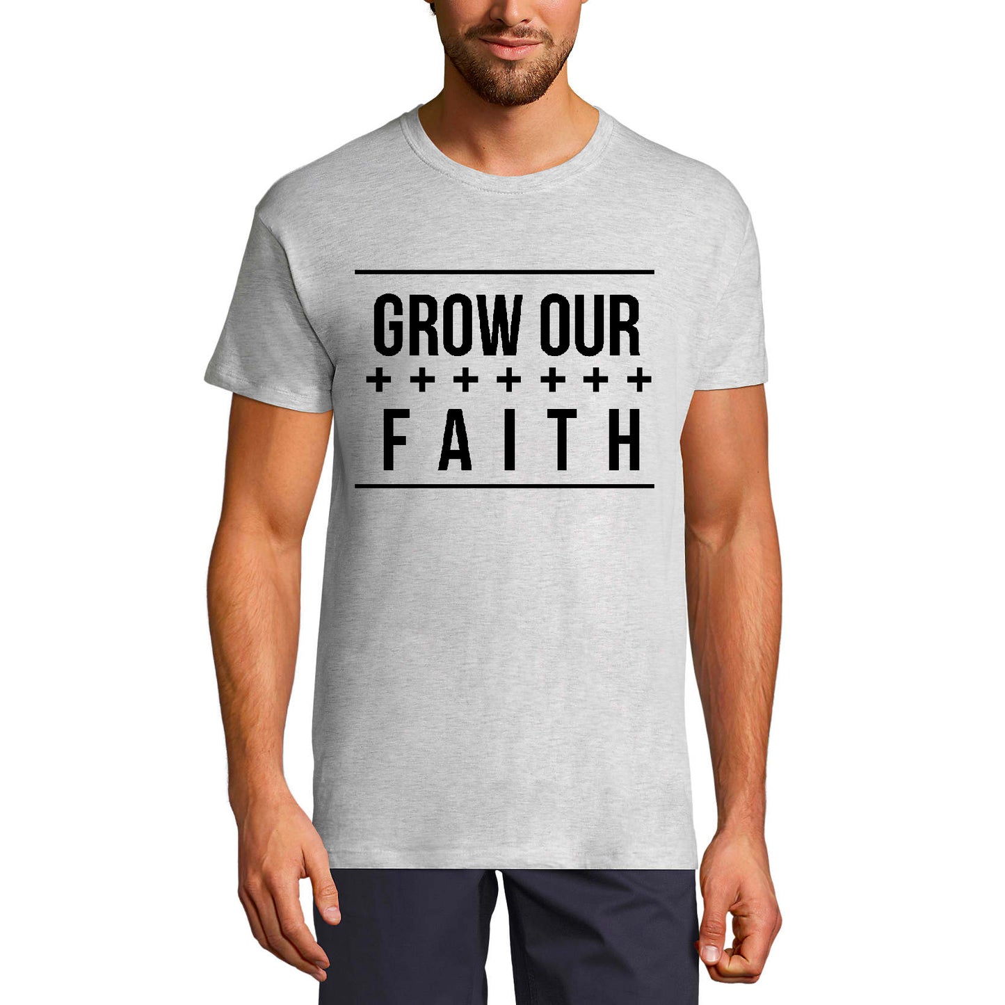 ULTRABASIC Herren-T-Shirt Grow Our Faith – Christus-Bibel-Religionshemd
