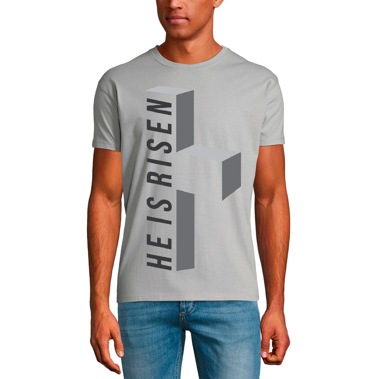ULTRABASIC Men's Religious T-Shirt He is Risen - Bible Christ Shirt
