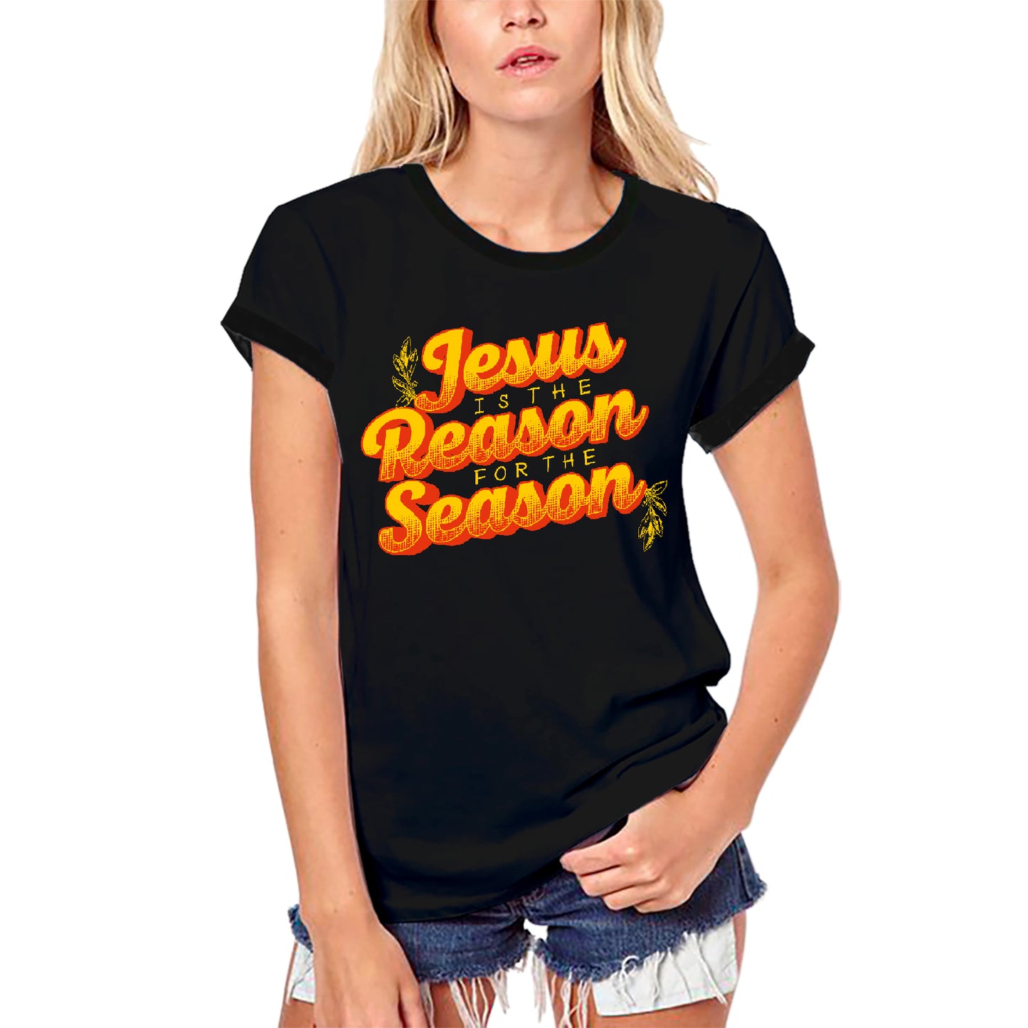 T-shirt religieux biologique ULTRABASIC pour femmes Jésus est la raison de la chemise de saison