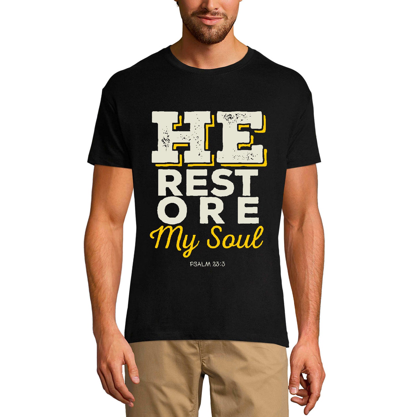 ULTRABASIC Men's Religious T-Shirt He Restored My Soul - Jesus Christ Shirt