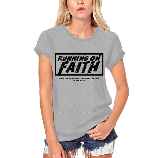 ULTRABASIC Women's Organic Religious T-Shirt Running on Faith - Jesus Christ Shirt