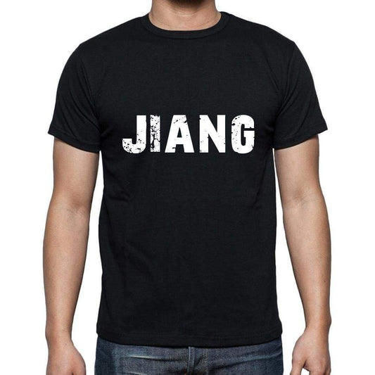 Jiang Mens Short Sleeve Round Neck T-Shirt 5 Letters Black Word 00006 - Casual