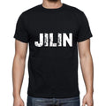 jilin Men's Short Sleeve Round Neck T-shirt , 5 letters Black , word 00006
