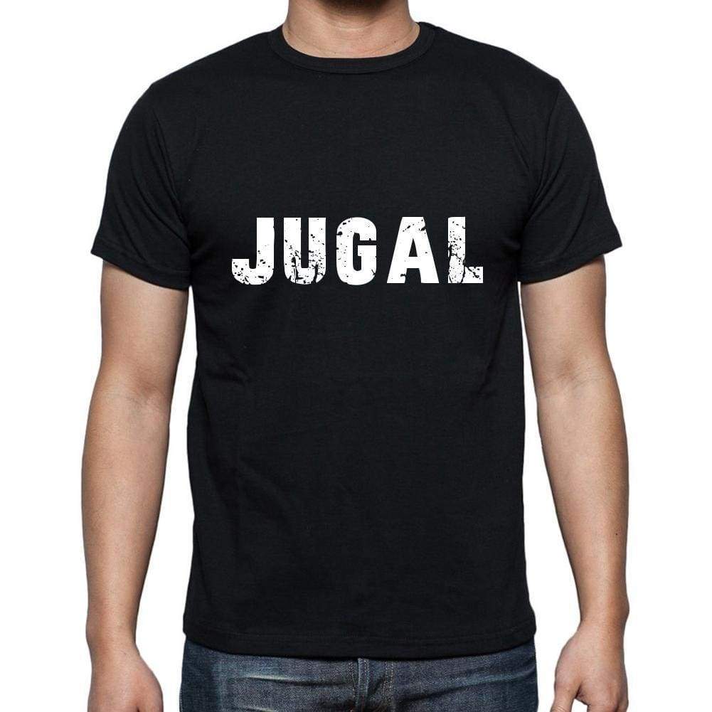 Jugal Mens Short Sleeve Round Neck T-Shirt 5 Letters Black Word 00006 - Casual